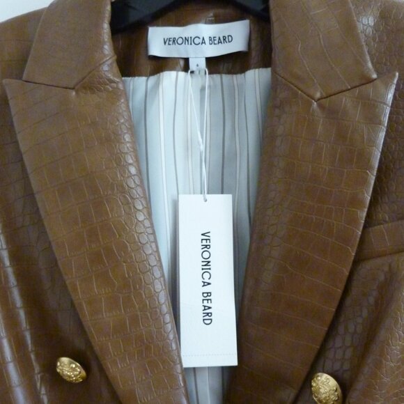 Veronica Beard Lawrence Croc Embossed Faux Leather Dickey Jacket - Picture 11 of 11